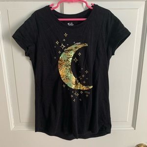 2/$8 Girls Justice sz10+ Flip Sequin Moon tee